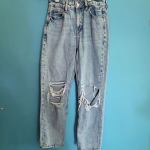 American Eagle Outfitter Mom Straight Jean Distressed Size 4 Short